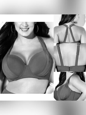 SUIMSUITS FOR ALL full bust 36F Drape Front Underwire Bikini swim Top